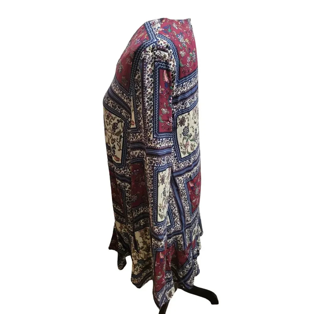 Lulu's Cream and Plum Multi Print Long Sleeve Shift Mini Dress, Sz S - NWT - Picture 8 of 13
